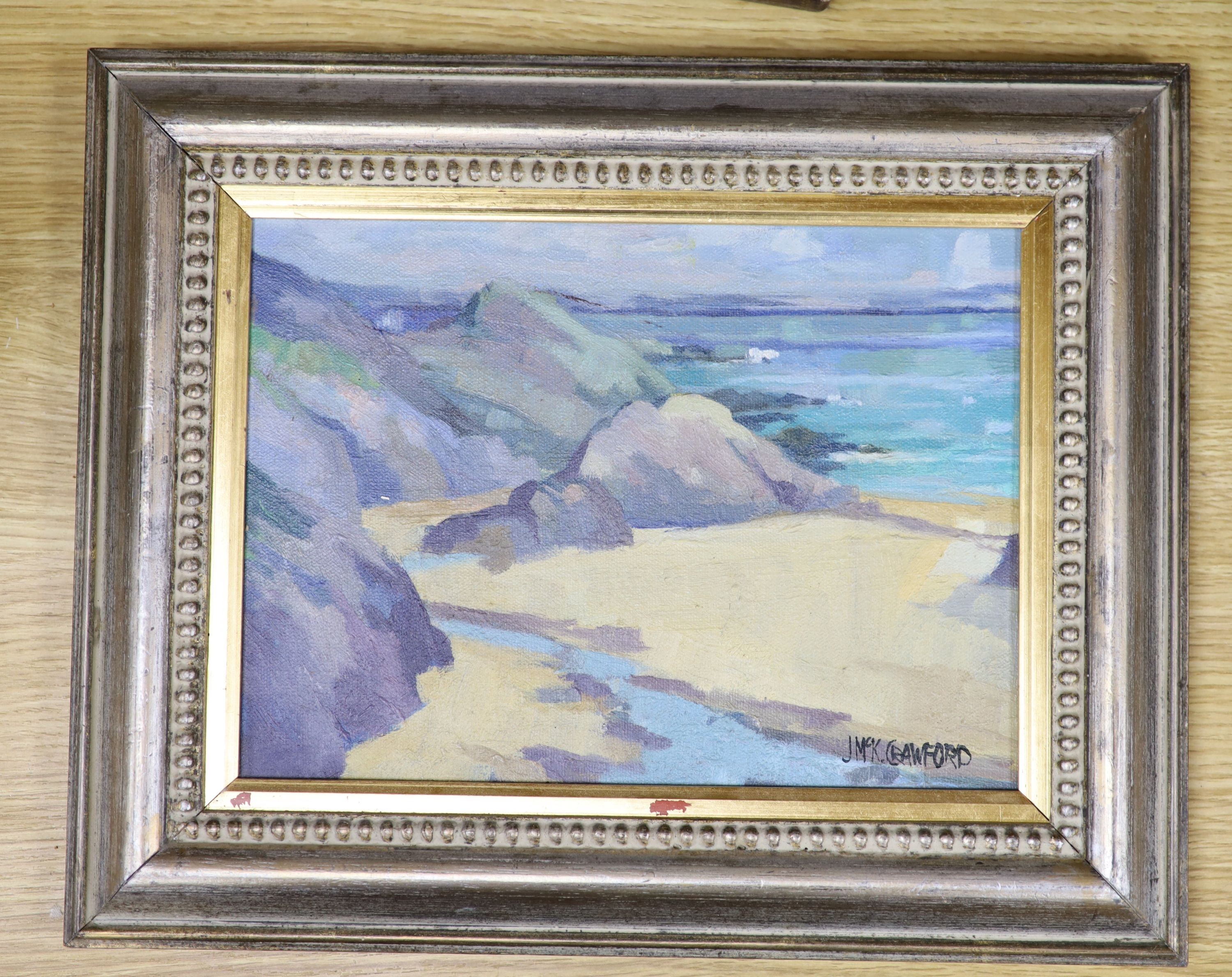 John McKinnon Crawford DA (Scottish 1931-2005), oil on canvas, Golden Sands, signed, 20 x 27cm